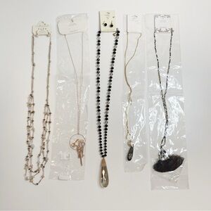 Long Necklaces with Beads and Tassels Costume Jewelry Set of 5 NEW with tags